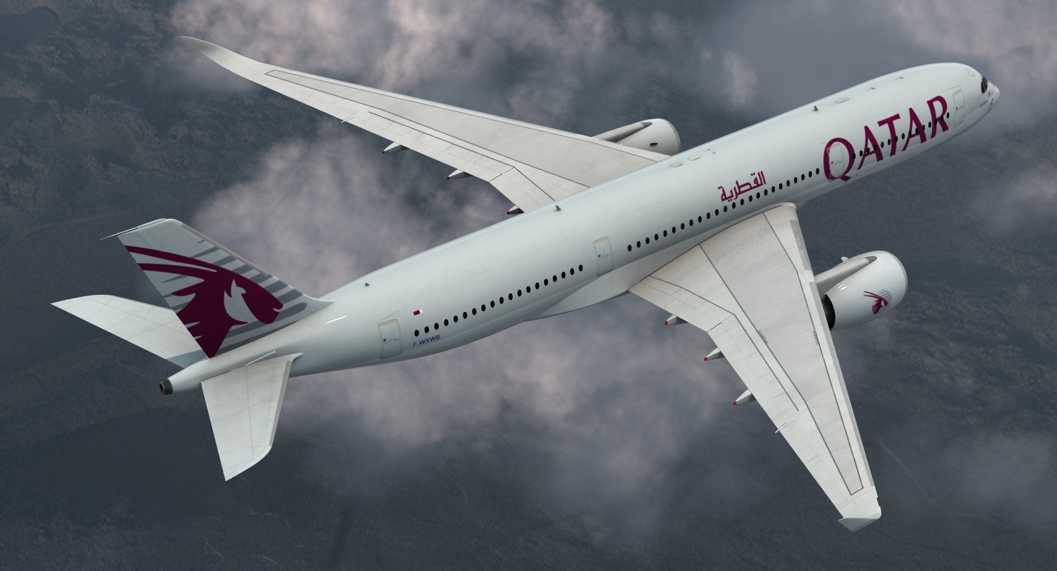 3D Airbus A350 900 Qatar