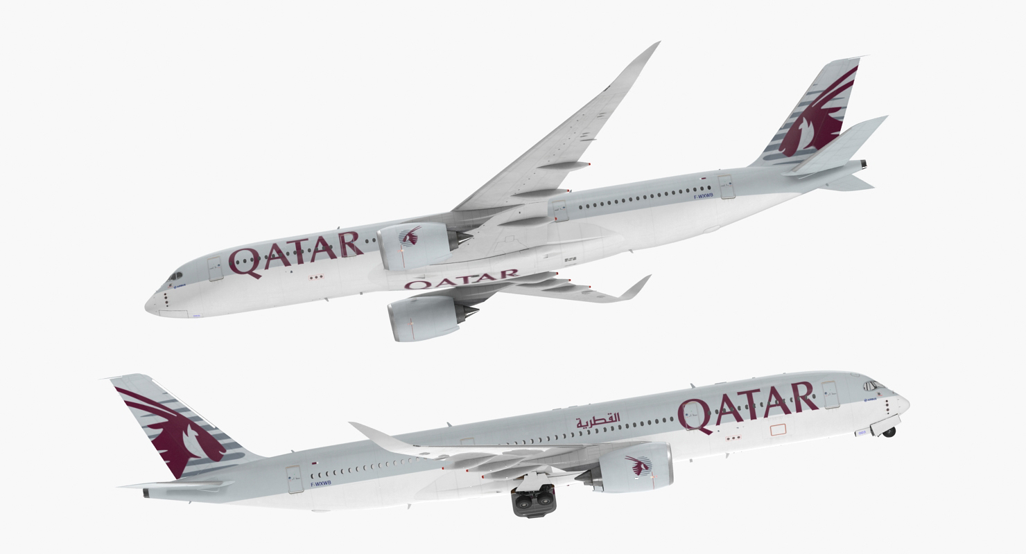 3D Airbus A350 900 Qatar