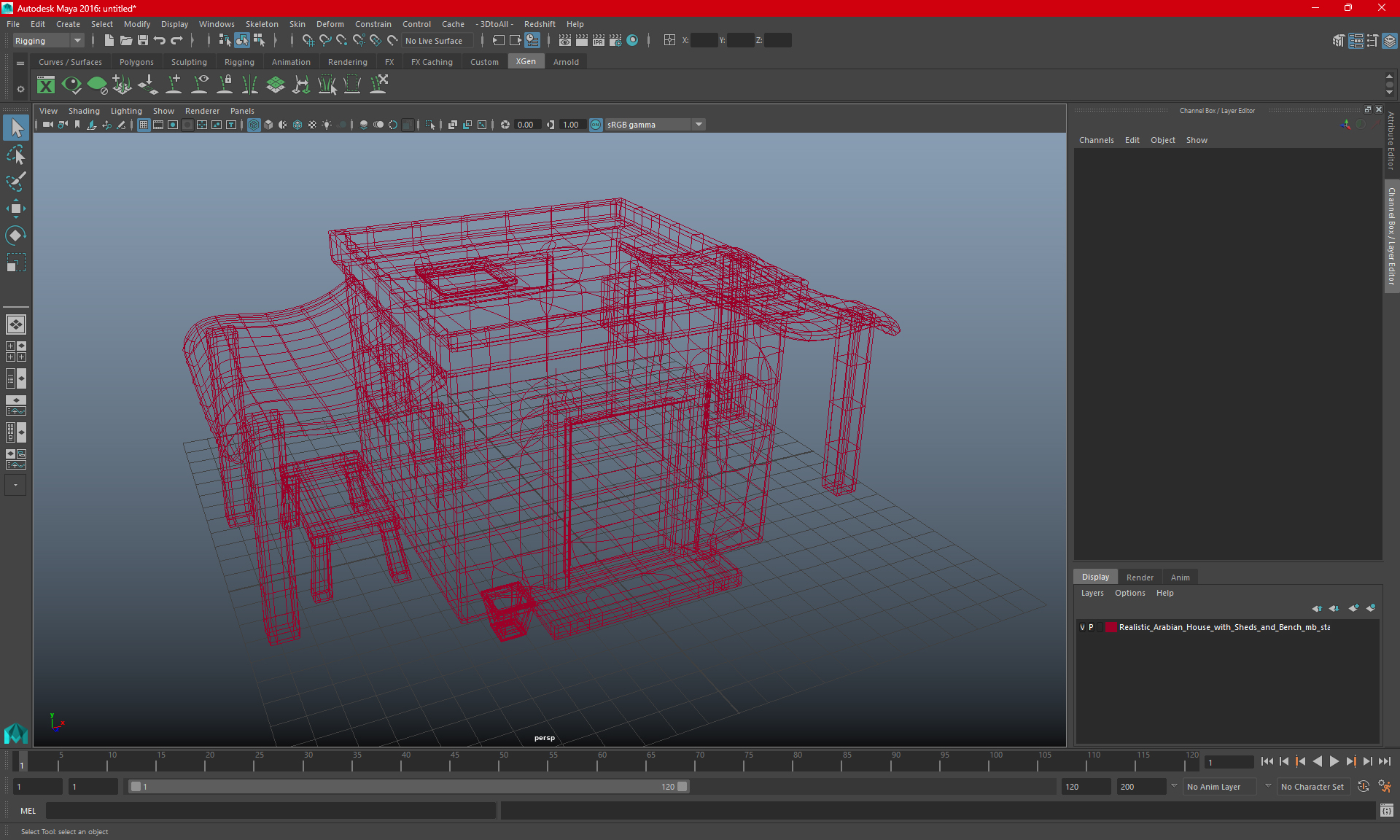 3D Stylized Arabian House with Sheds and Bench model