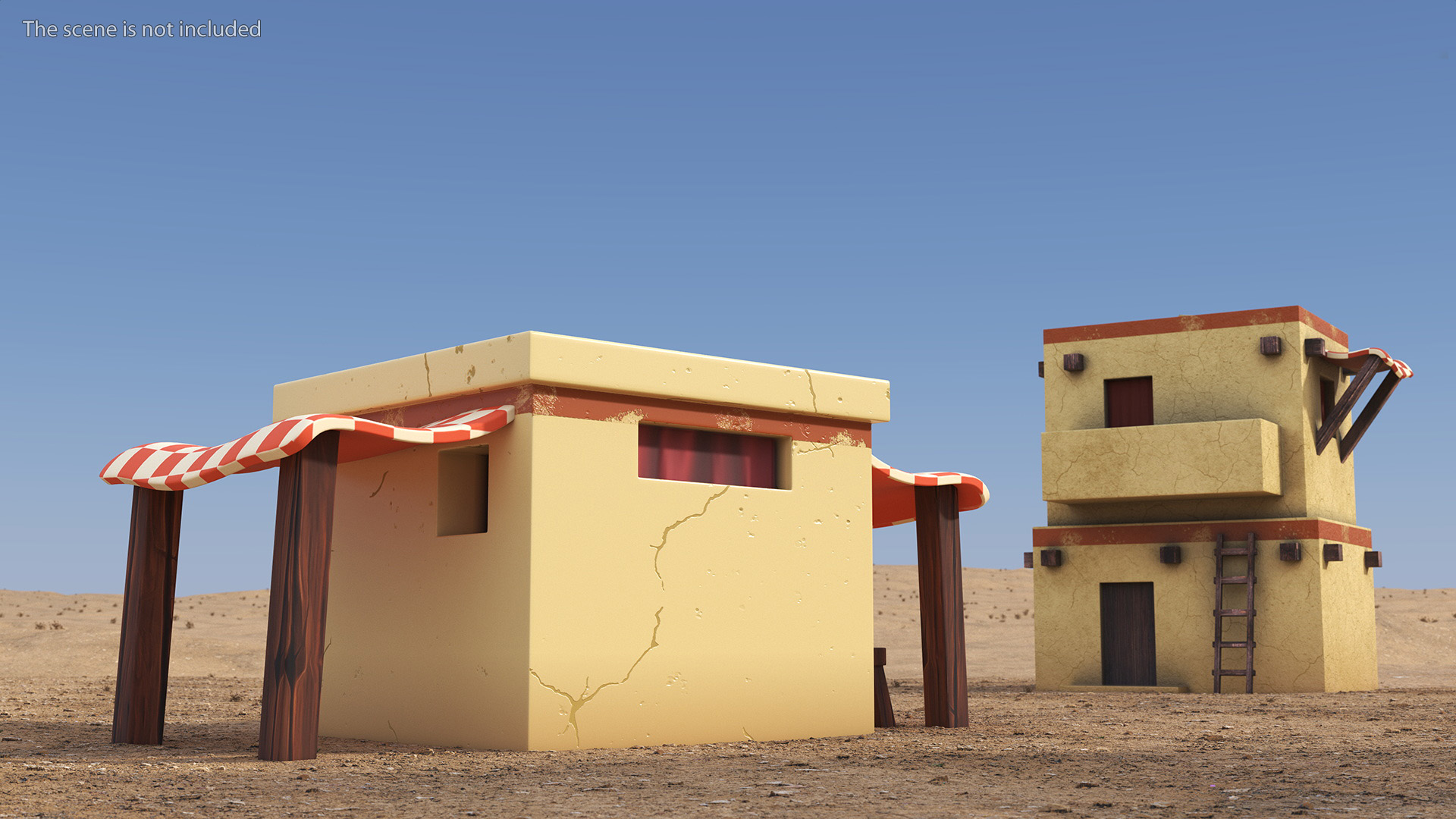 3D Stylized Arabian House with Sheds and Bench model