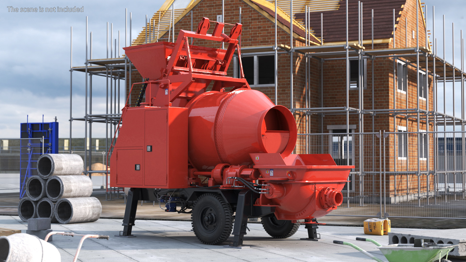 3D Electric Concrete Mixer Pump JBT40 Rigged