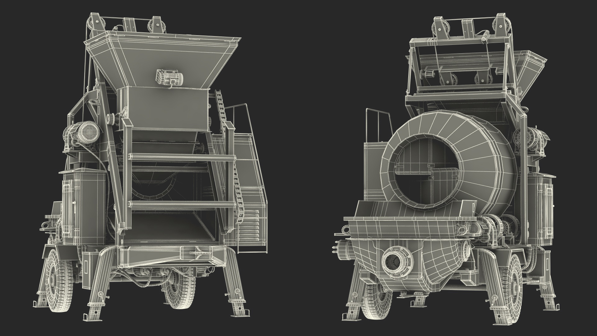 3D Electric Concrete Mixer Pump JBT40 Rigged