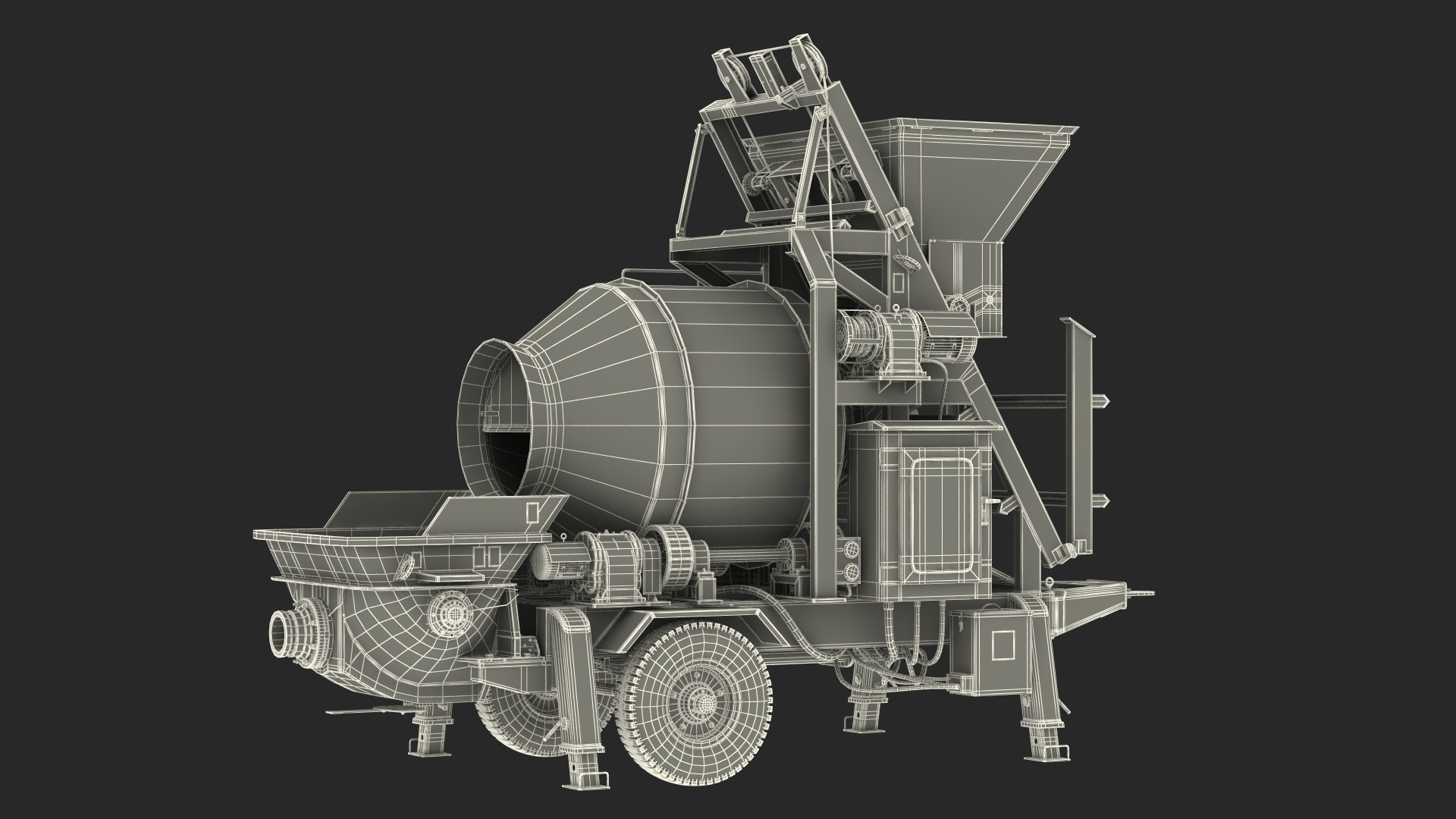 3D Electric Concrete Mixer Pump JBT40 Rigged