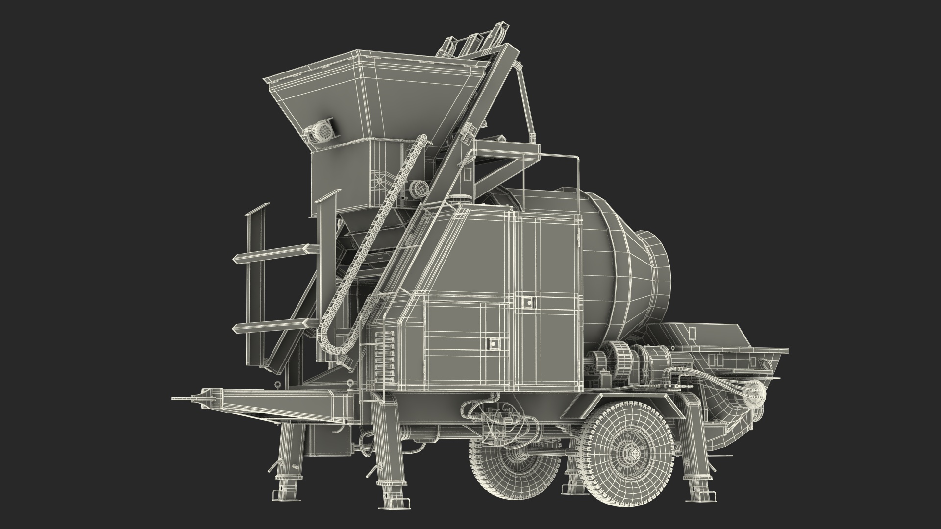 3D Electric Concrete Mixer Pump JBT40 Rigged