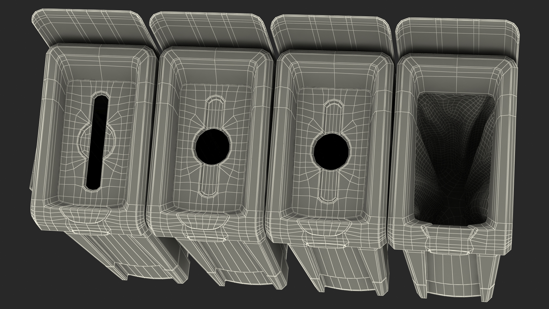 Four Compartments Recycling Station Set 3D model