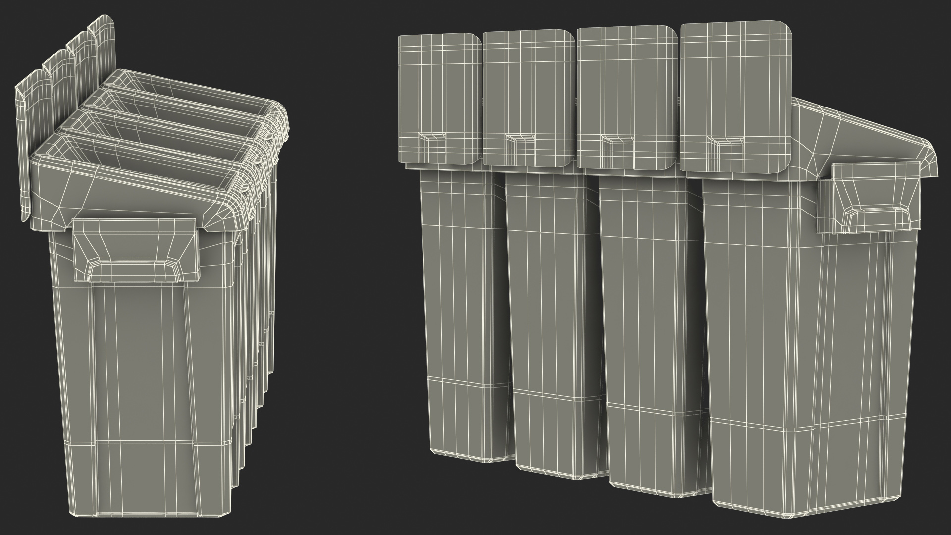Four Compartments Recycling Station Set 3D model