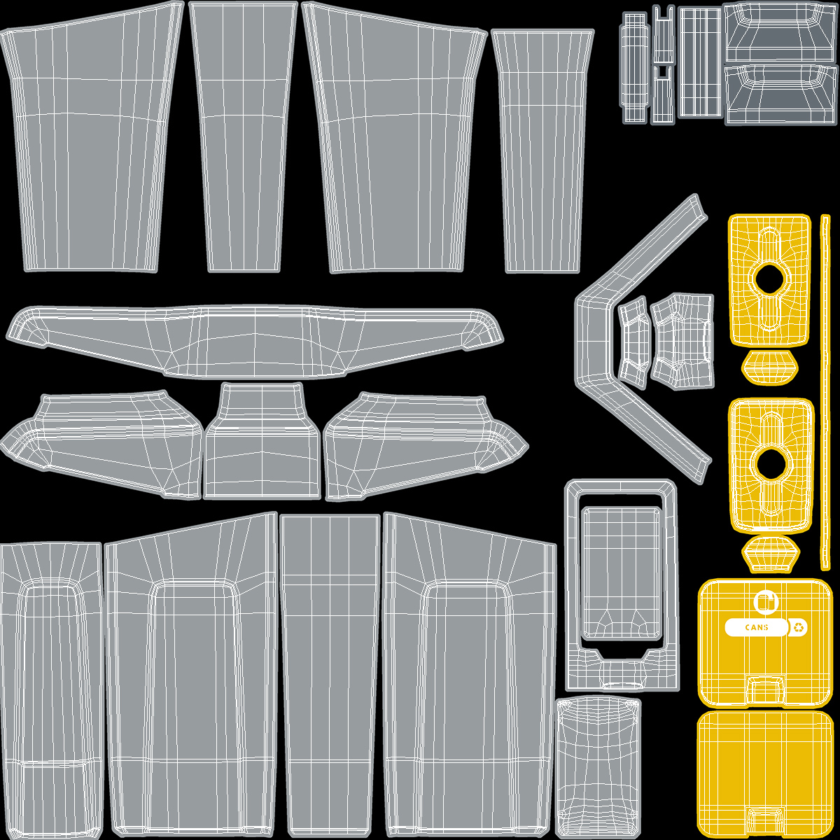 Four Compartments Recycling Station Set 3D model