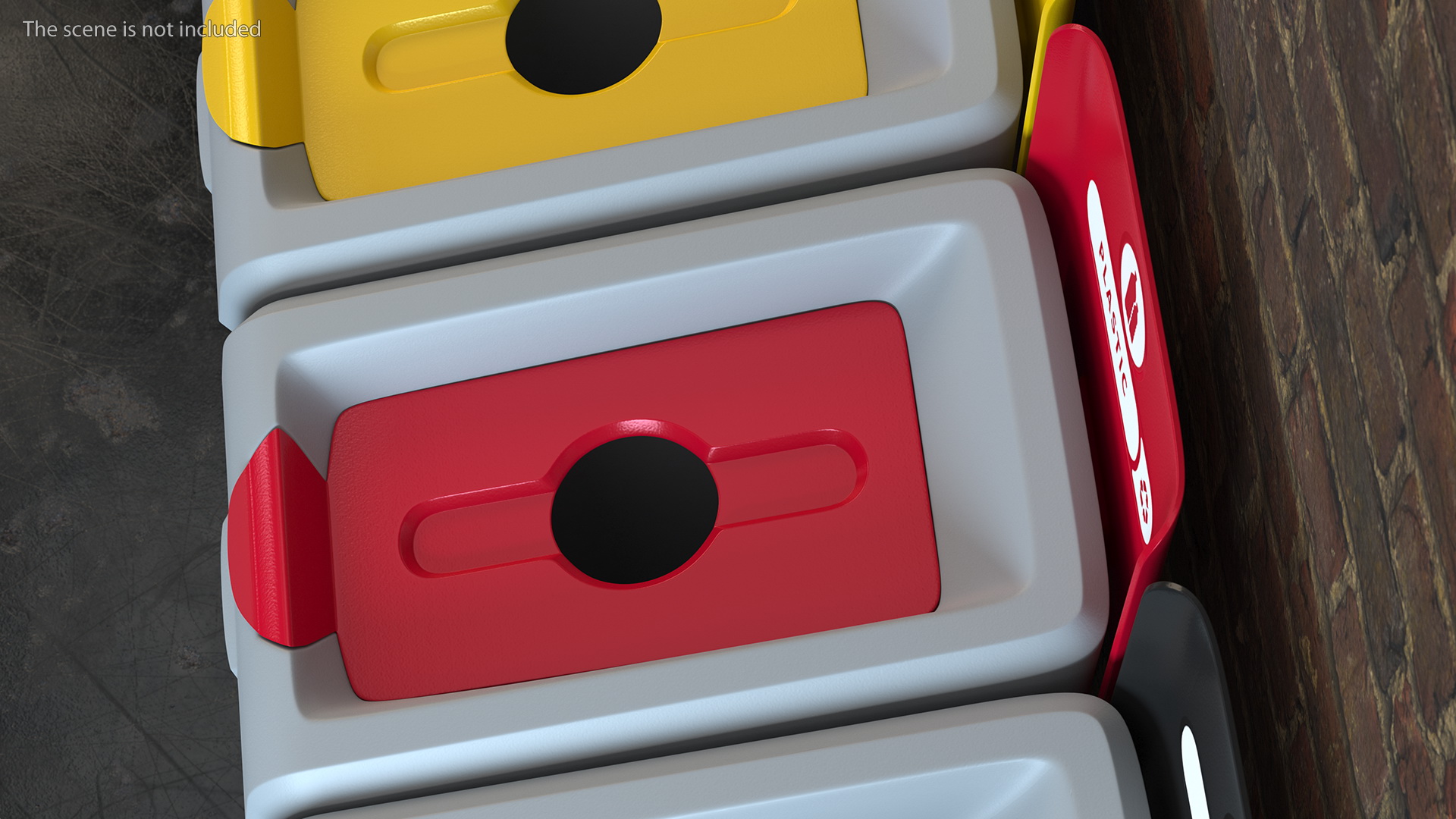 Four Compartments Recycling Station Set 3D model