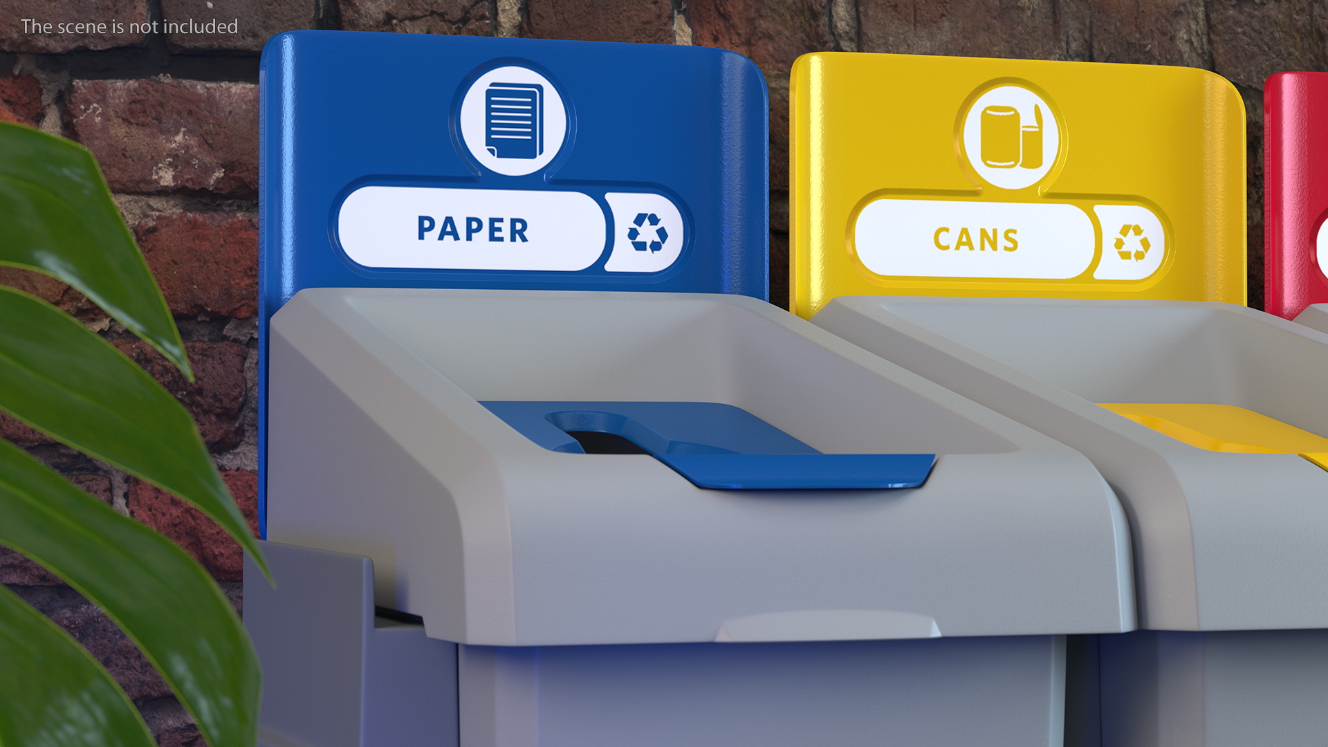 Four Compartments Recycling Station Set 3D model