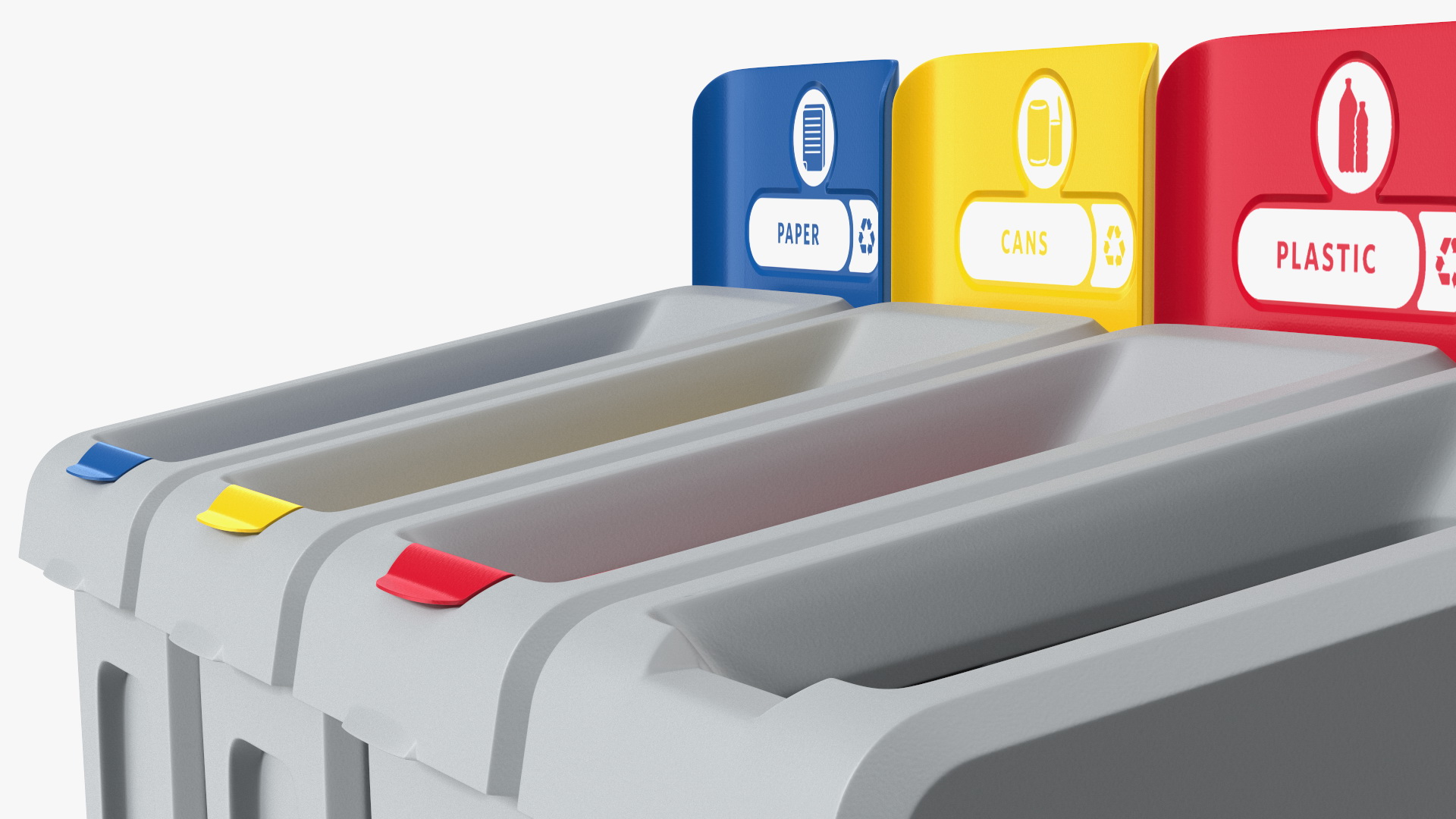 Four Compartments Recycling Station Set 3D model
