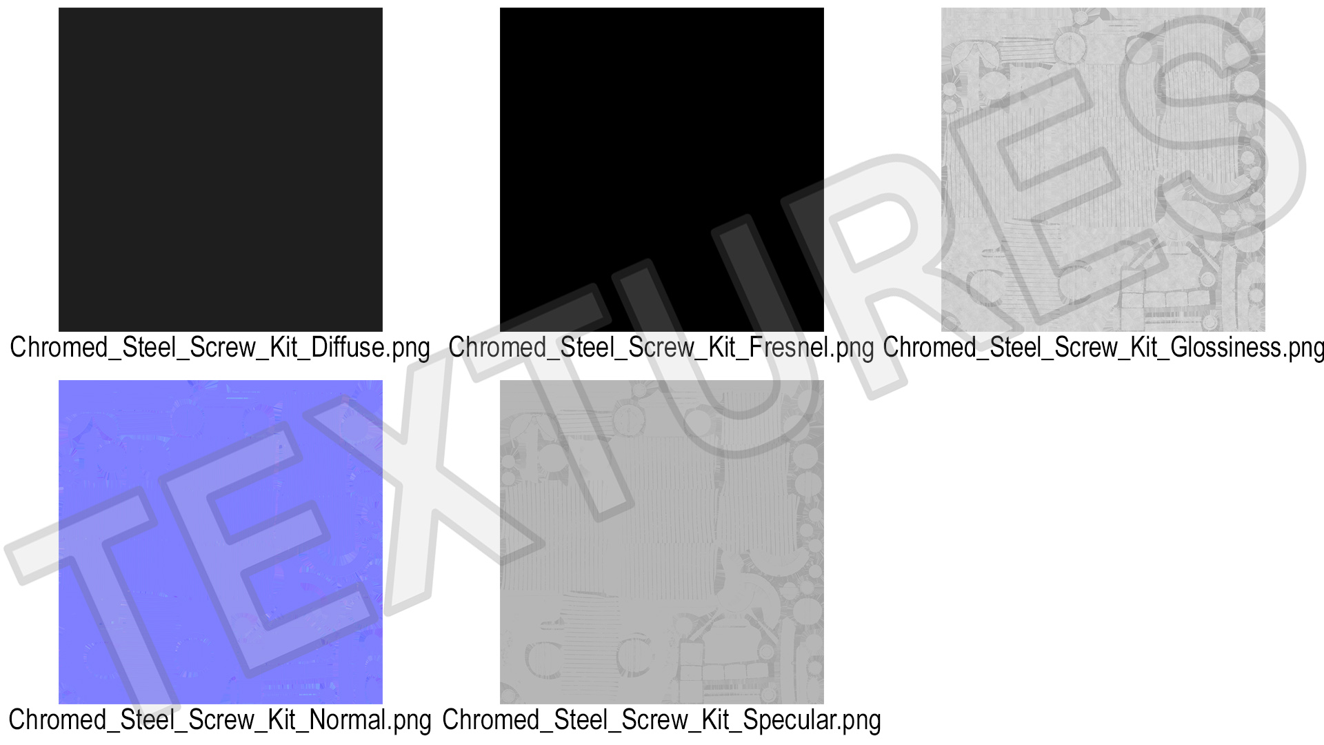 3D Chromed Steel Screw Kit model