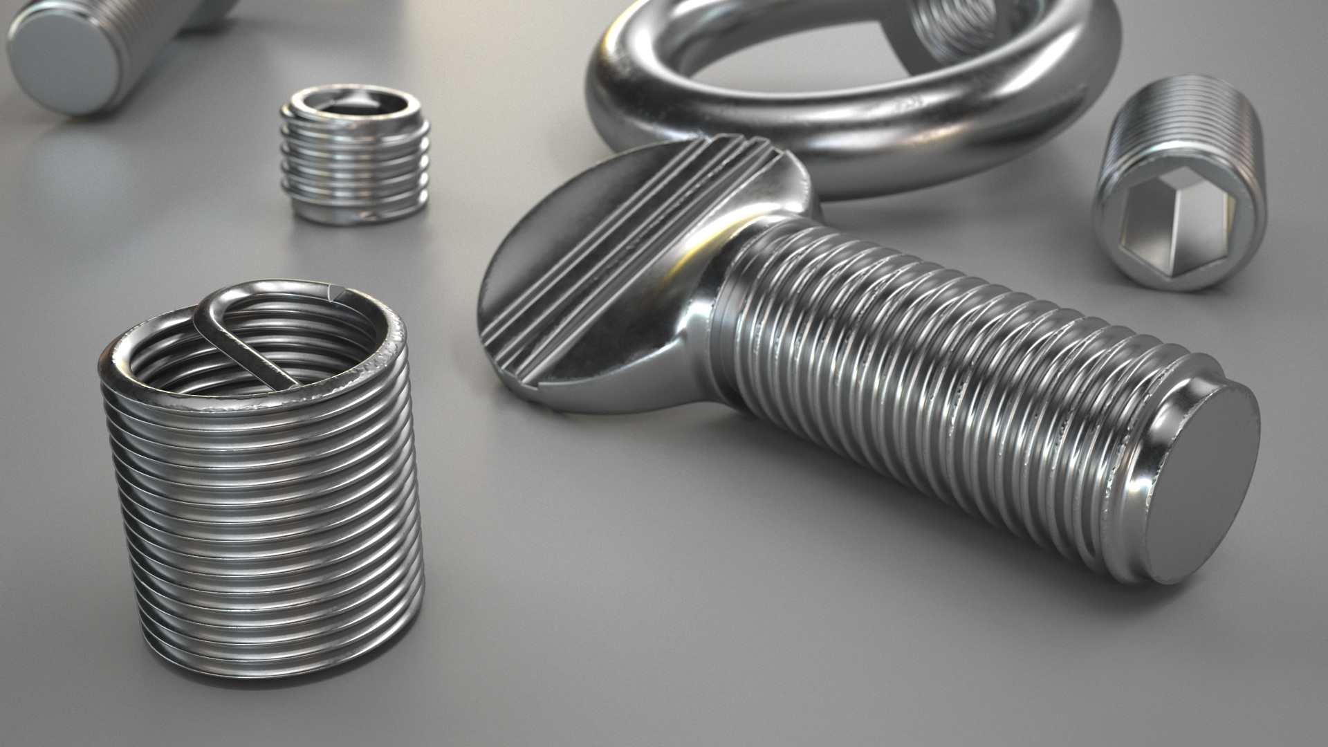 3D Chromed Steel Screw Kit model