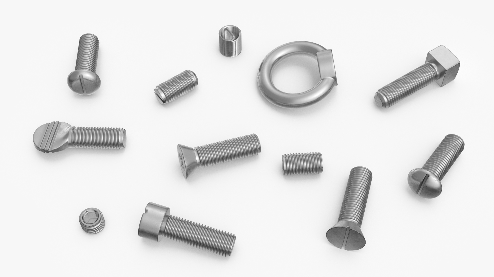 3D Chromed Steel Screw Kit model