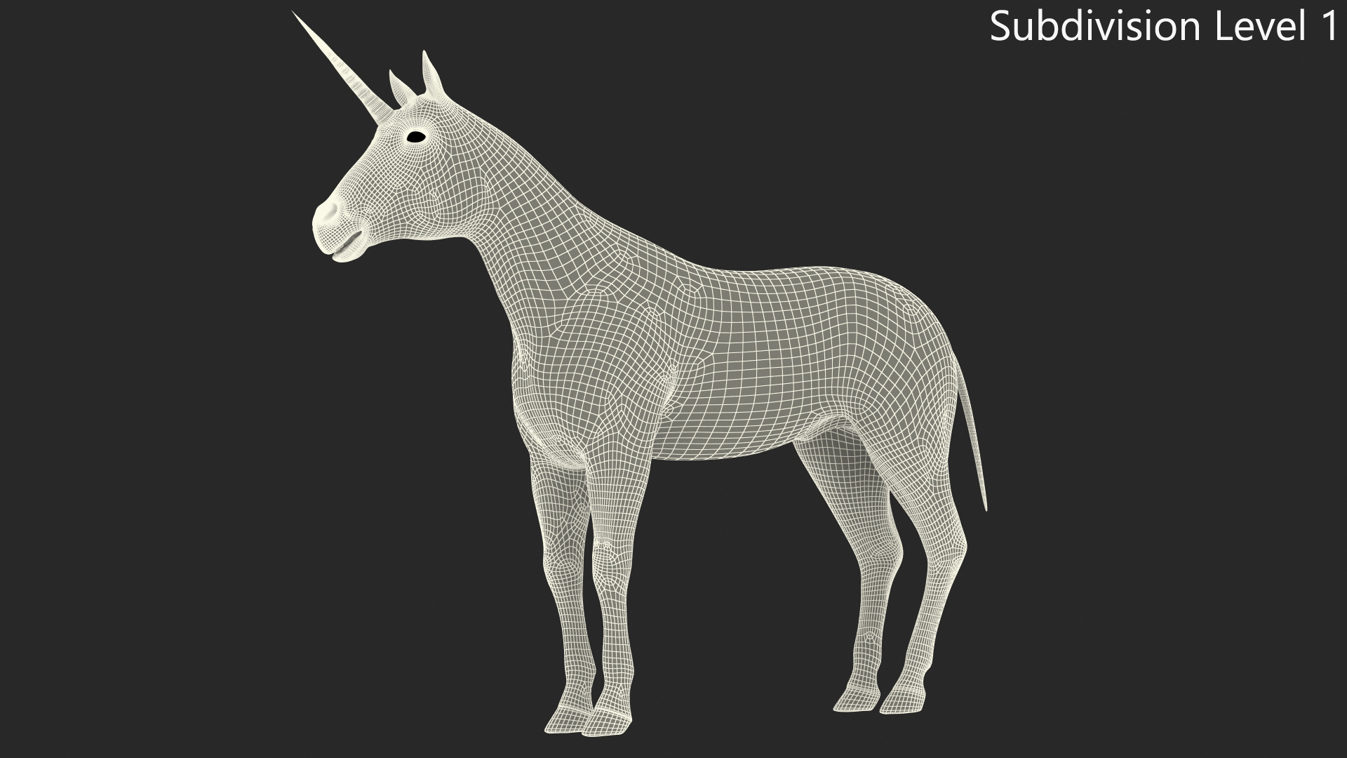 White Unicorn with Fur 3D