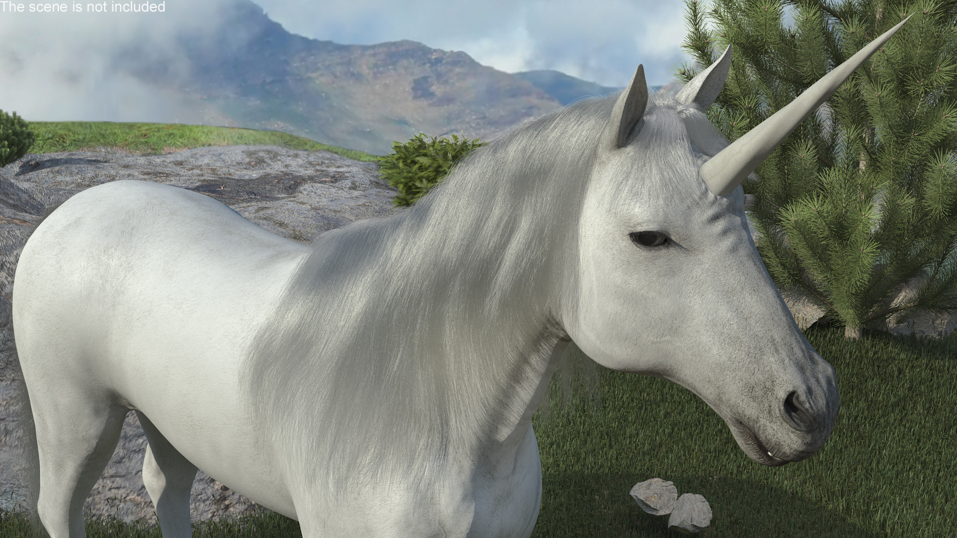White Unicorn with Fur 3D