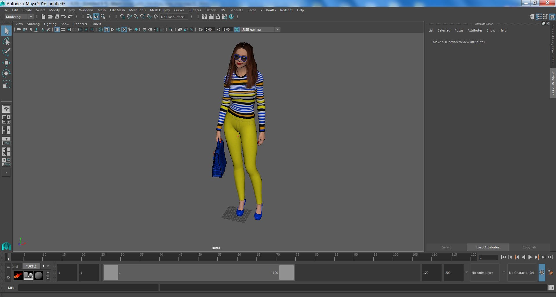 Fashionable European Woman with Handbag 3D model