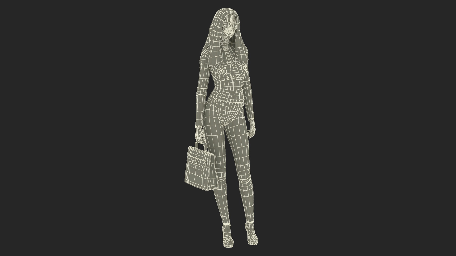 Fashionable European Woman with Handbag 3D model