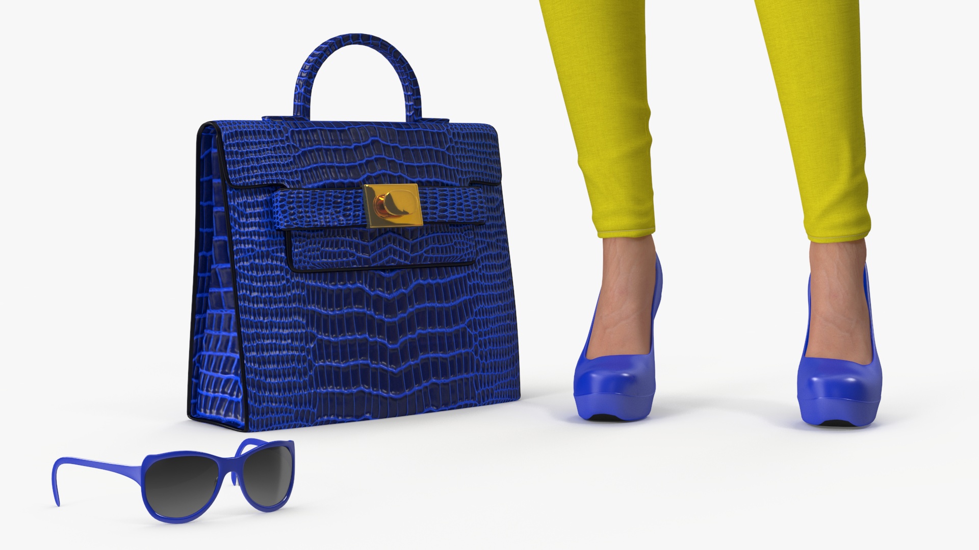 Fashionable European Woman with Handbag 3D model