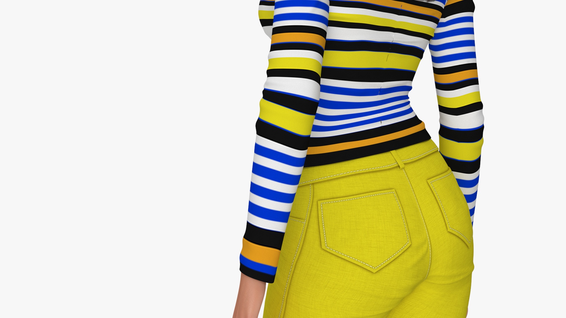 Fashionable European Woman with Handbag 3D model