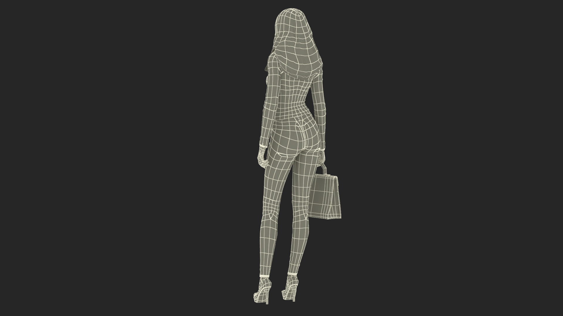Fashionable European Woman with Handbag 3D model