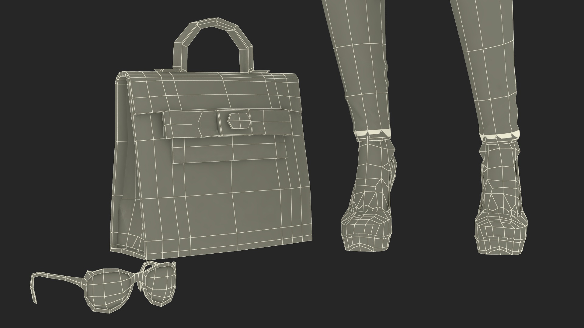 Fashionable European Woman with Handbag 3D model