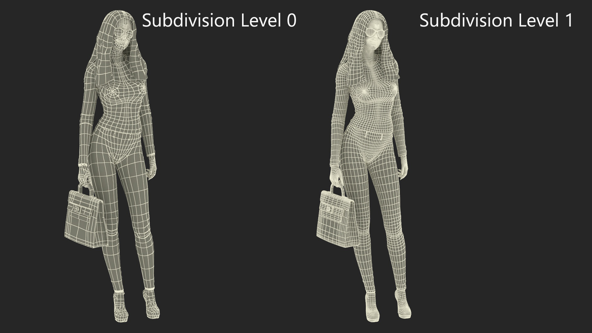 Fashionable European Woman with Handbag 3D model
