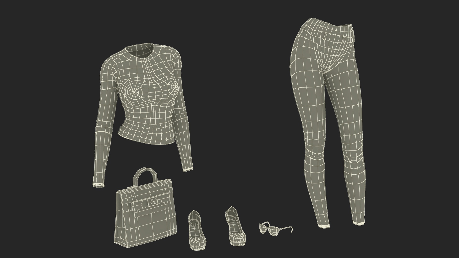 Fashionable European Woman with Handbag 3D model