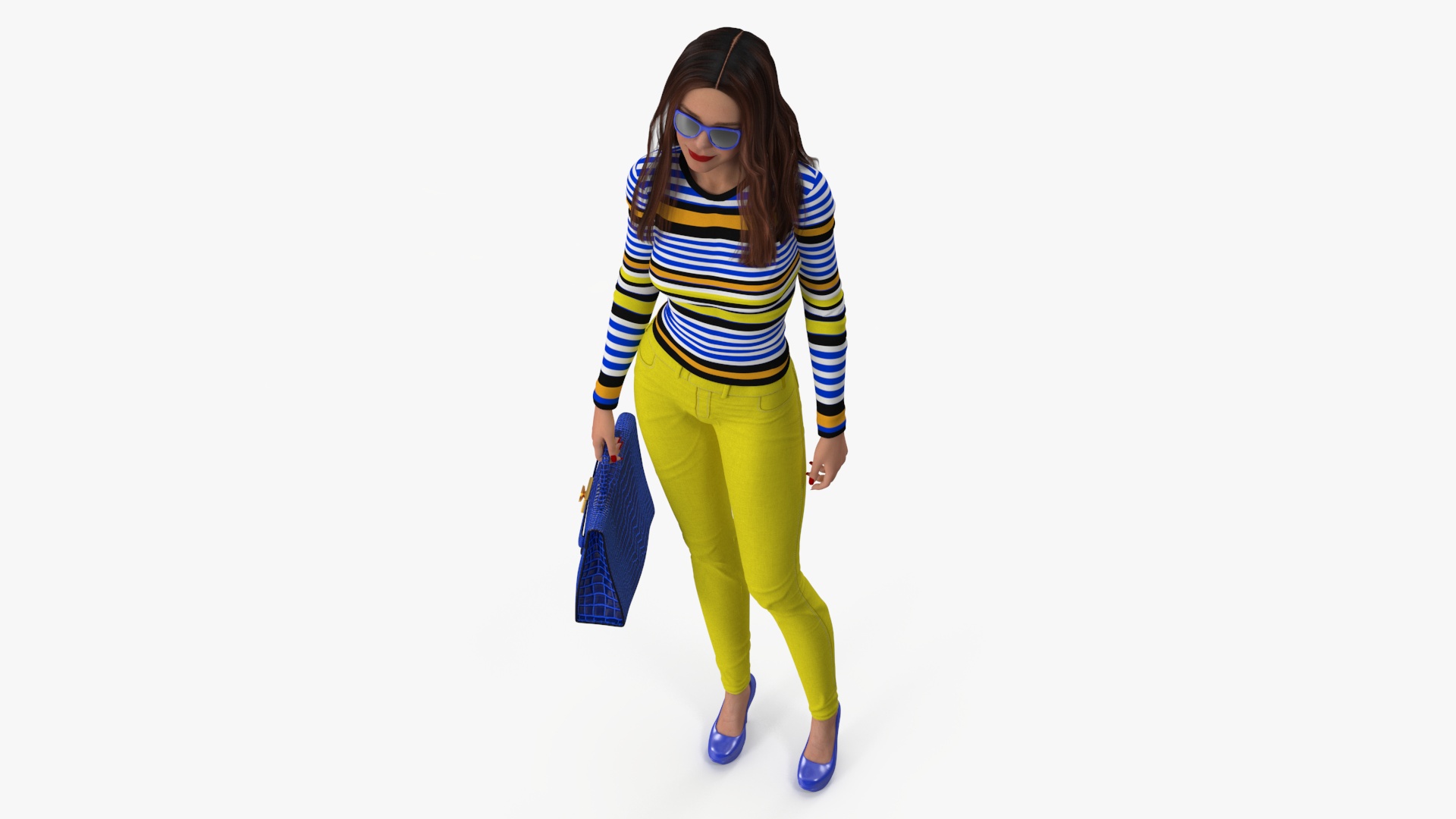 Fashionable European Woman with Handbag 3D model