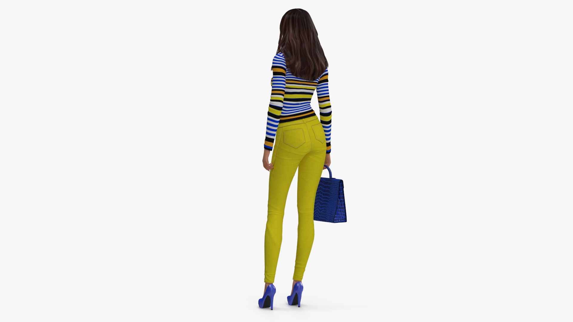 Fashionable European Woman with Handbag 3D model