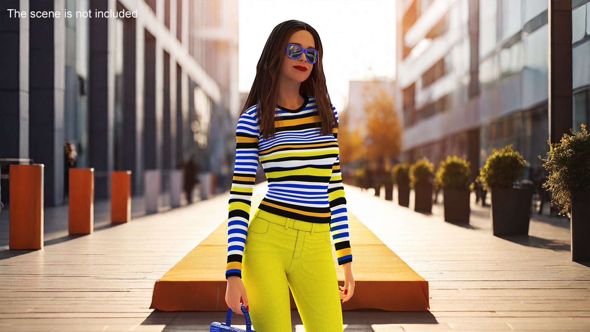 Fashionable European Woman with Handbag 3D model