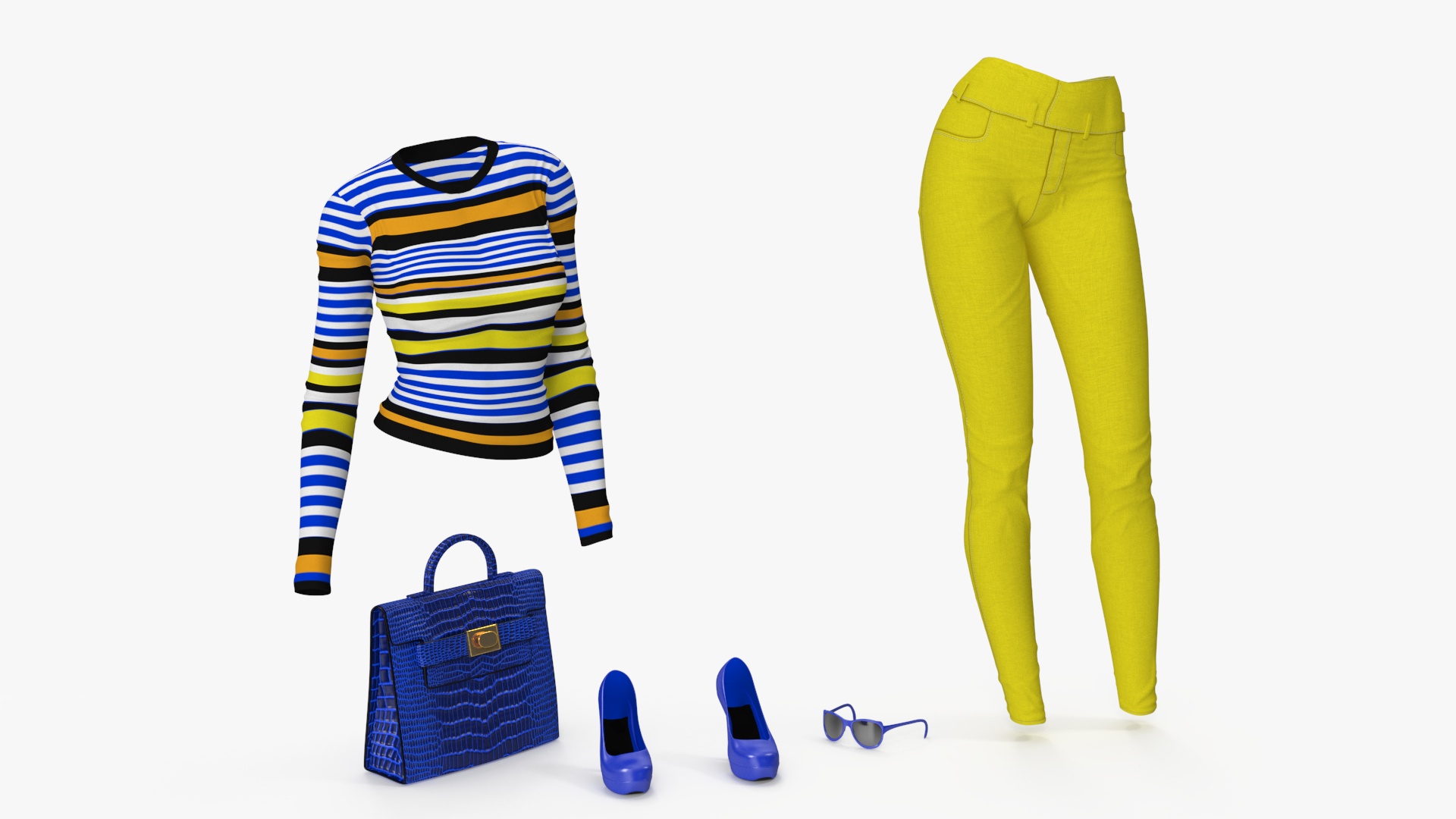 Fashionable European Woman with Handbag 3D model