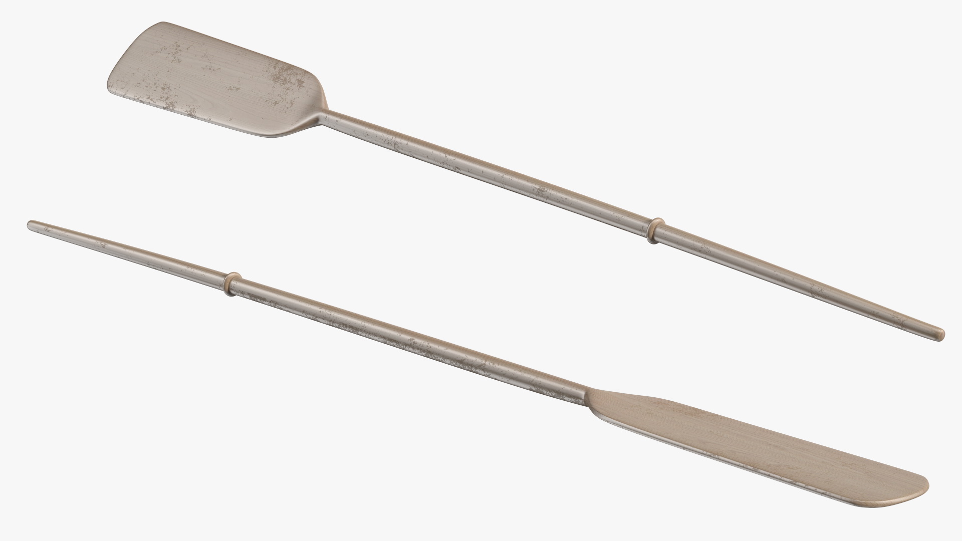 Wooden Rowboat with Oars 3D model