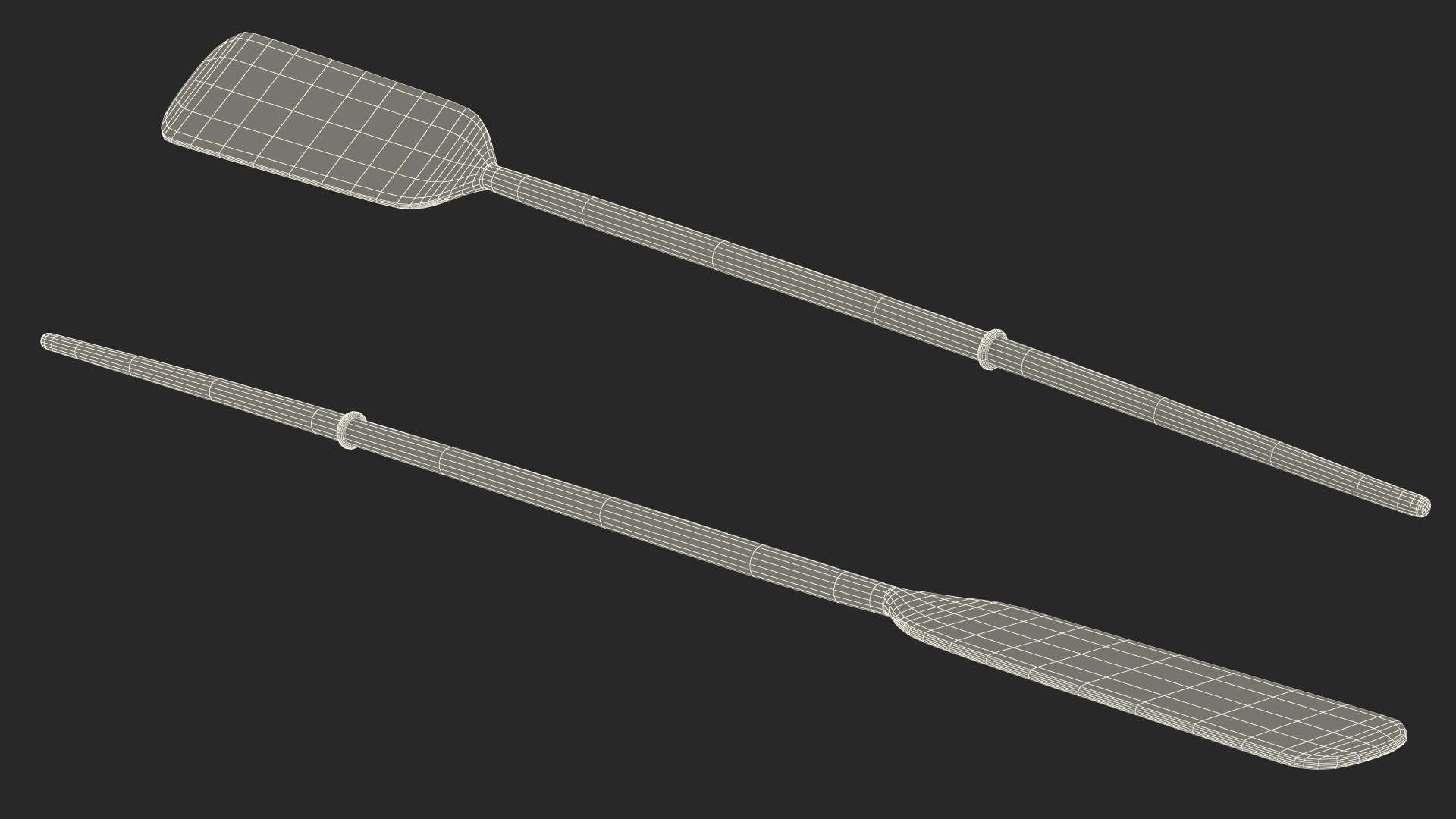 Wooden Rowboat with Oars 3D model