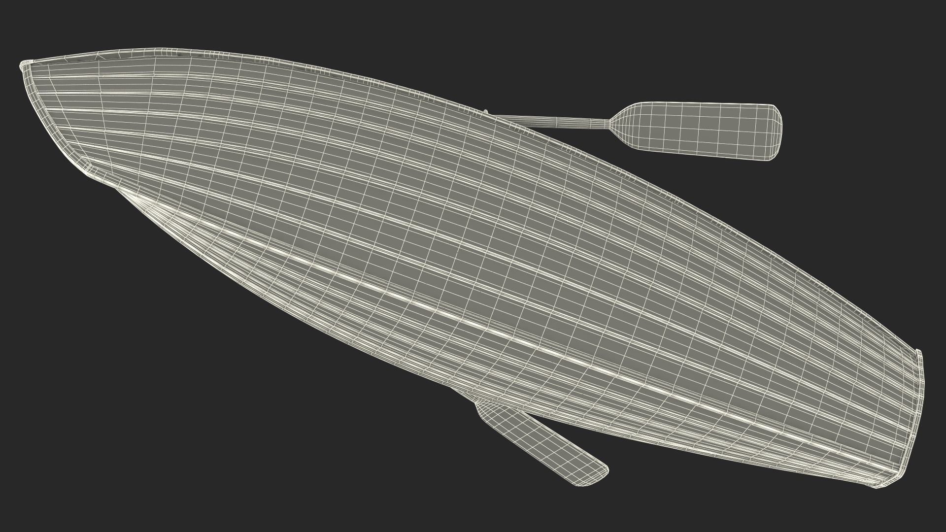 Wooden Rowboat with Oars 3D model