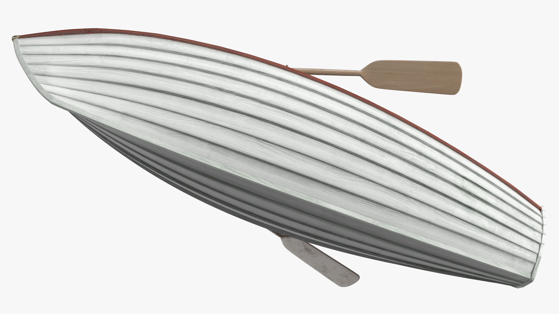 Wooden Rowboat with Oars 3D model