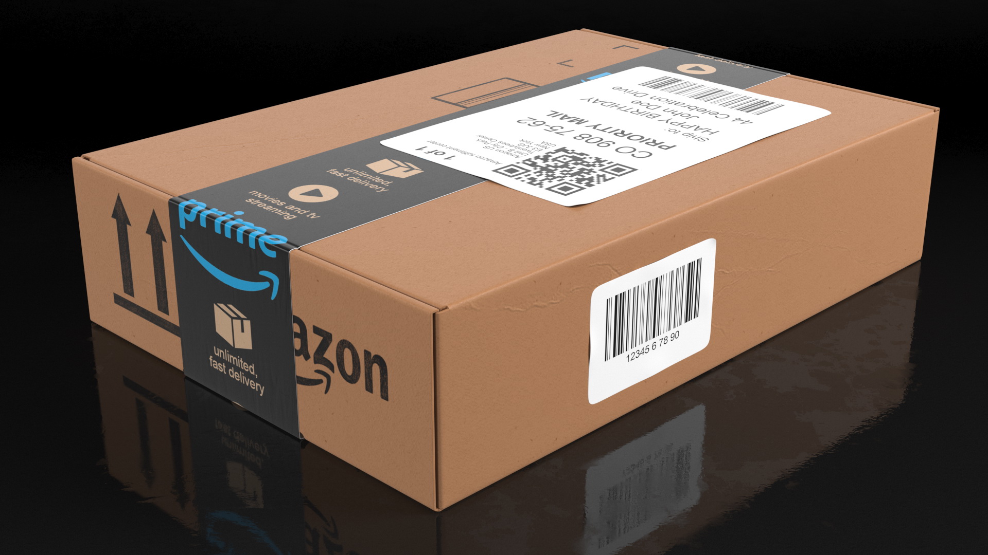 3D Amazon Parcels Box 26x18x7