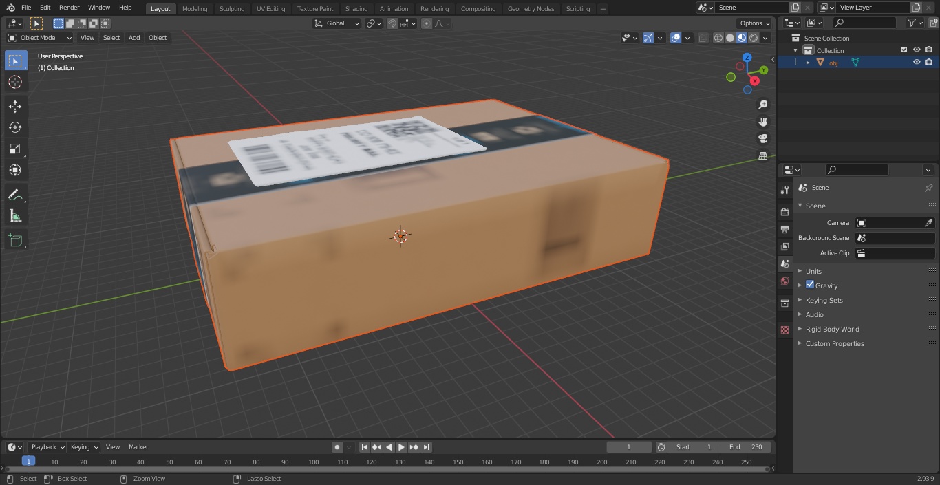 3D Amazon Parcels Box 26x18x7