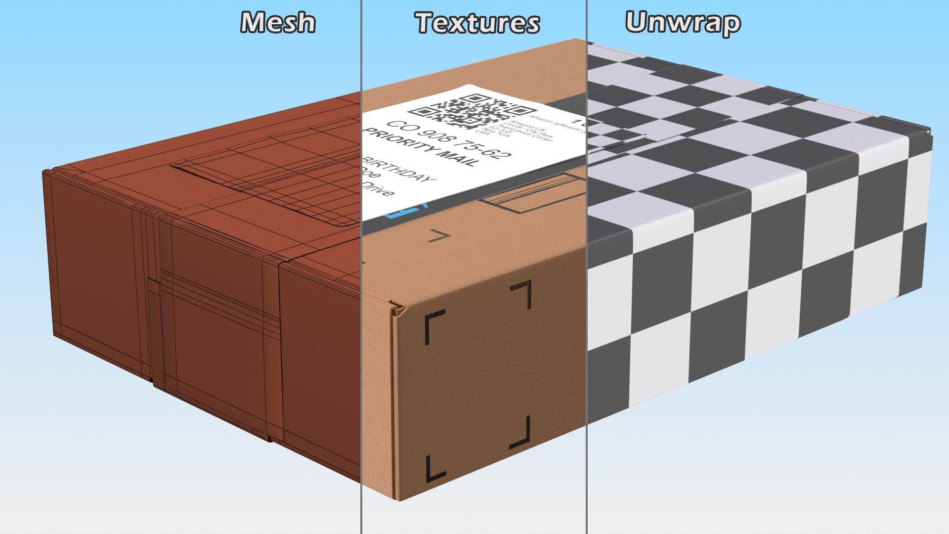 3D Amazon Parcels Box 26x18x7