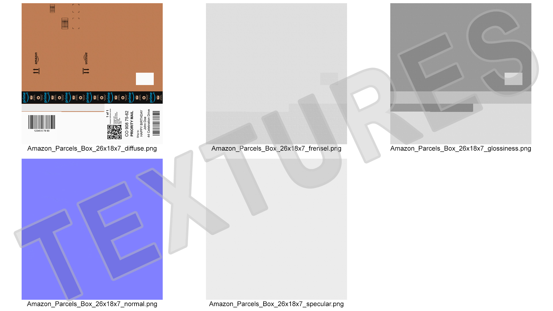 3D Amazon Parcels Box 26x18x7