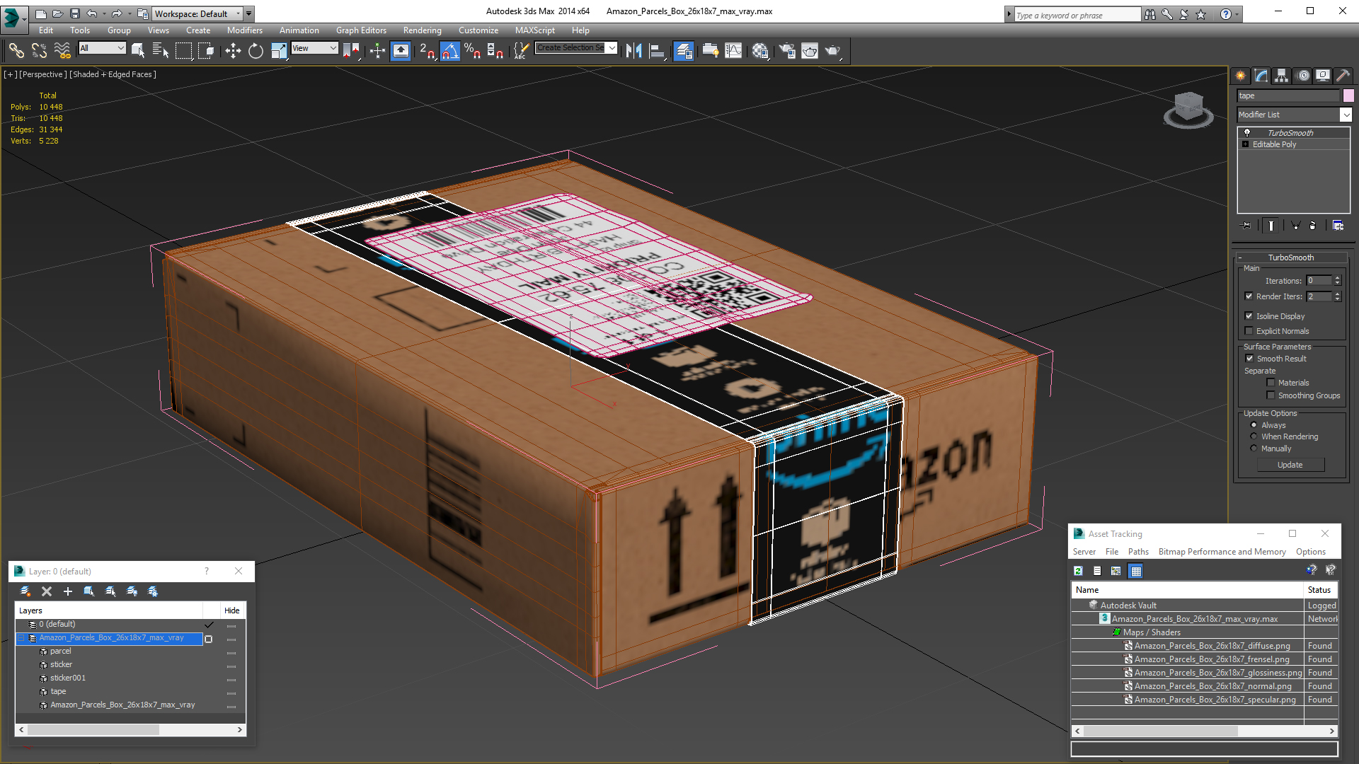 3D Amazon Parcels Box 26x18x7
