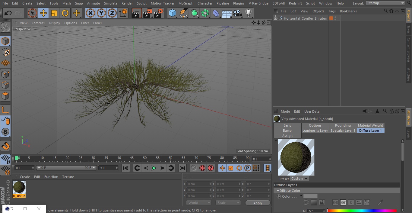 Horizontal Conifer Shrub 3D model