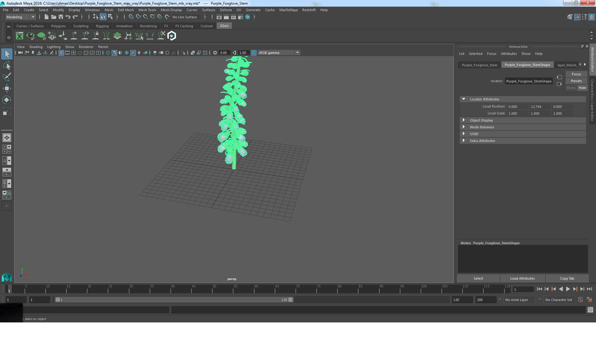 3D model Purple Foxglove Stem