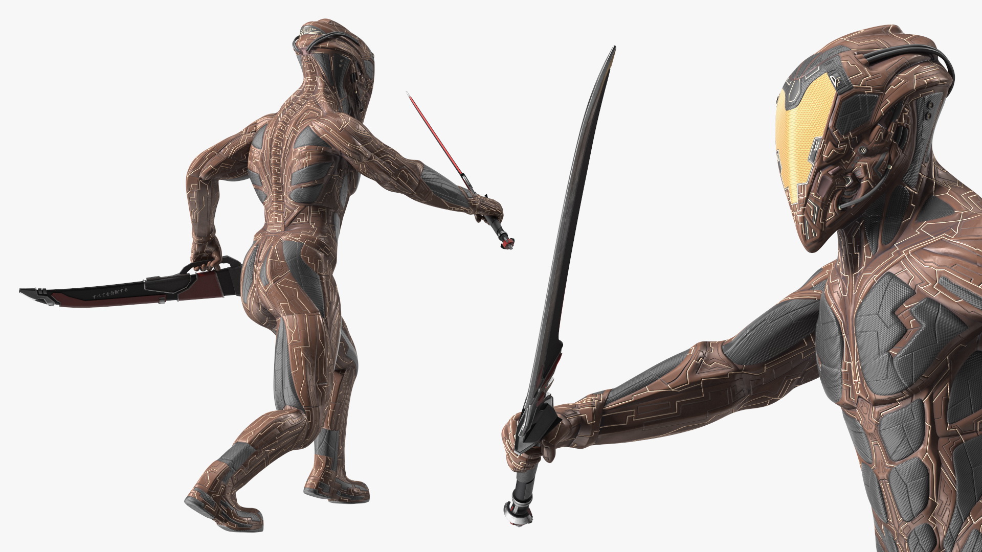 Futuristic Armored Soldier with Energy Blade 3D model