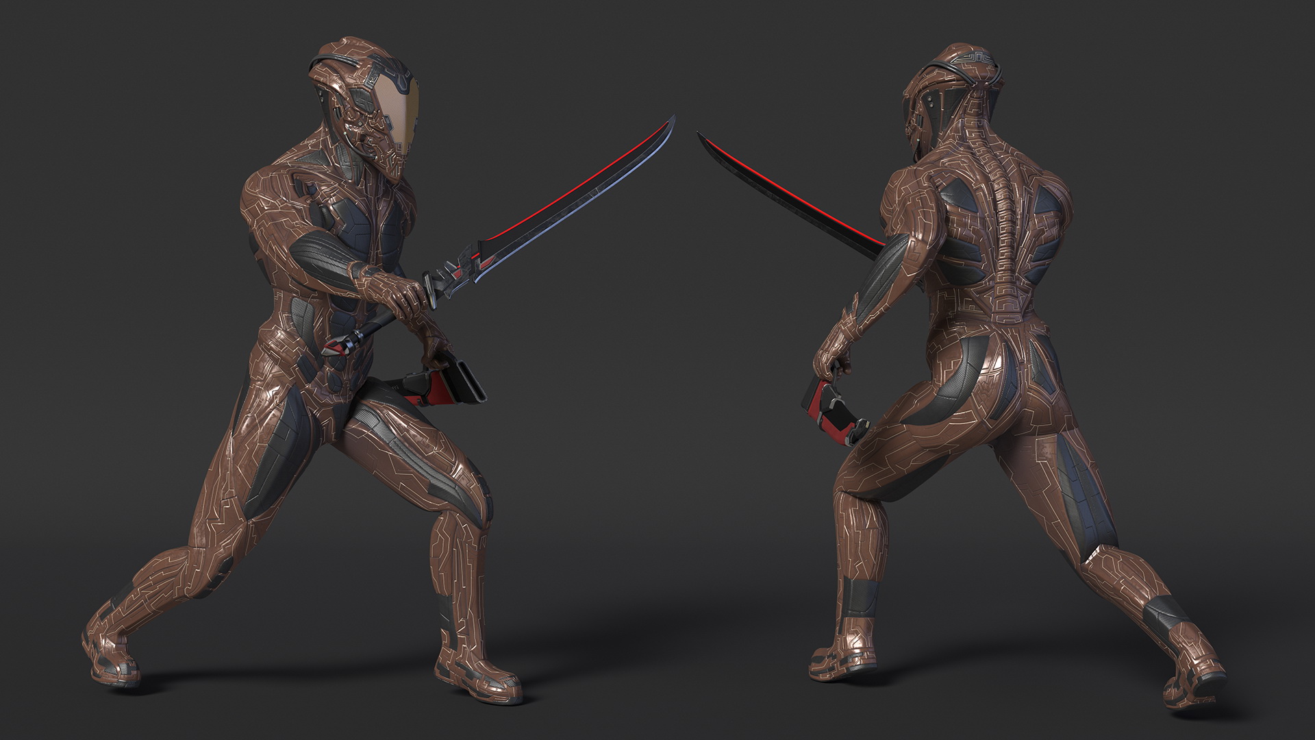 Futuristic Armored Soldier with Energy Blade 3D model