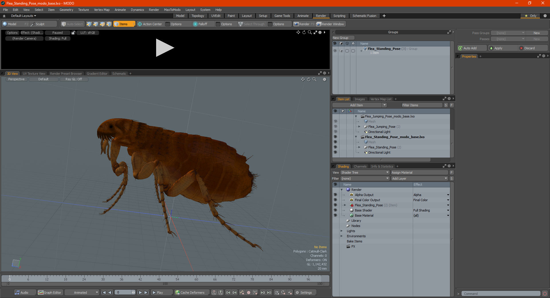 3D Flea Standing Pose model