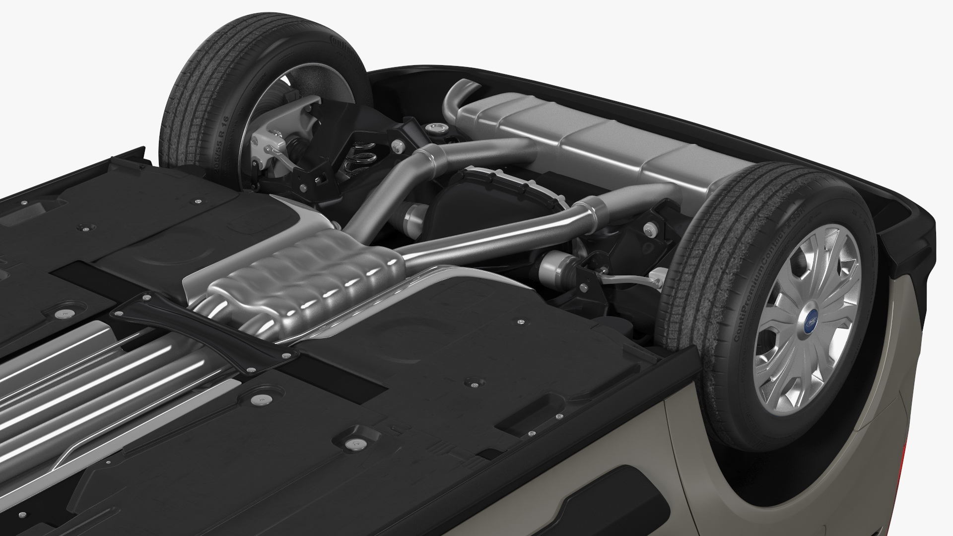 3D Ford Transit Connect Barn Doors Gray Rigged model