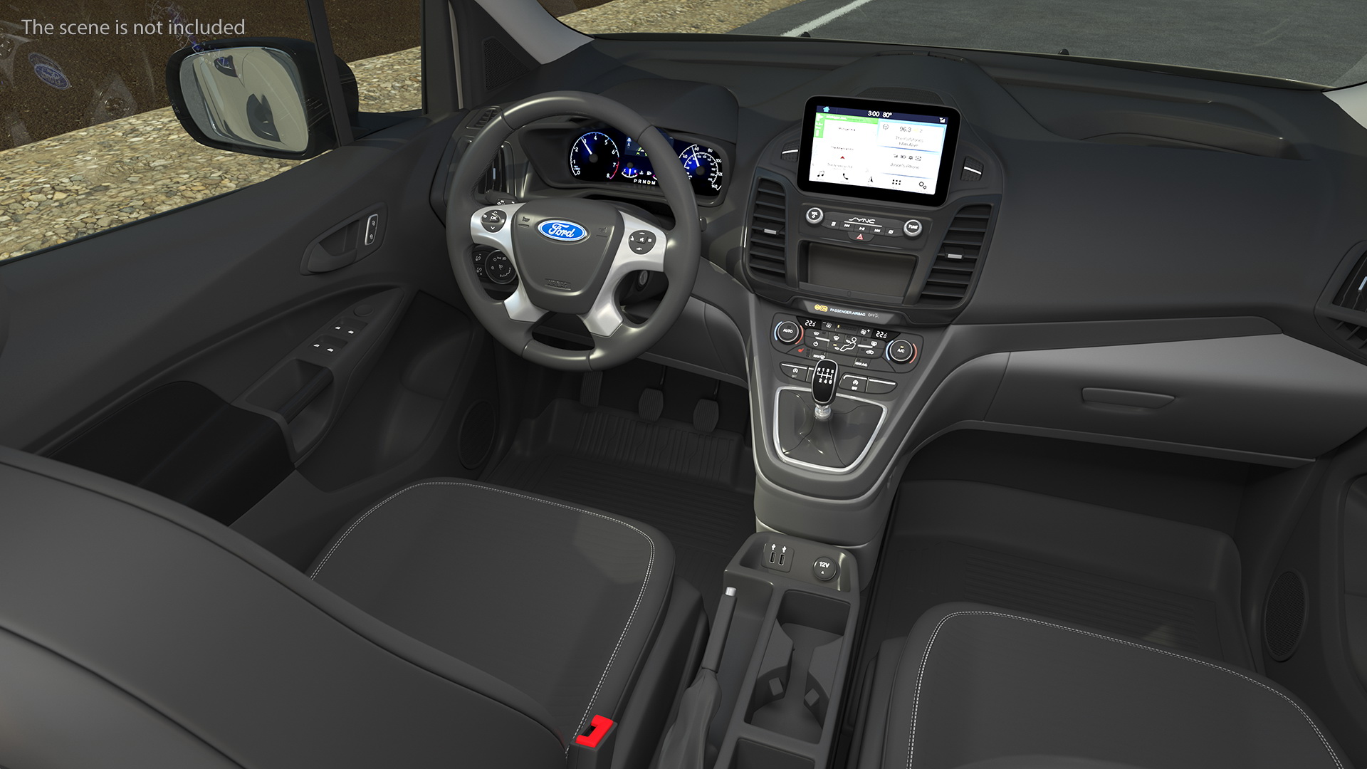 3D Ford Transit Connect Barn Doors Gray Rigged model
