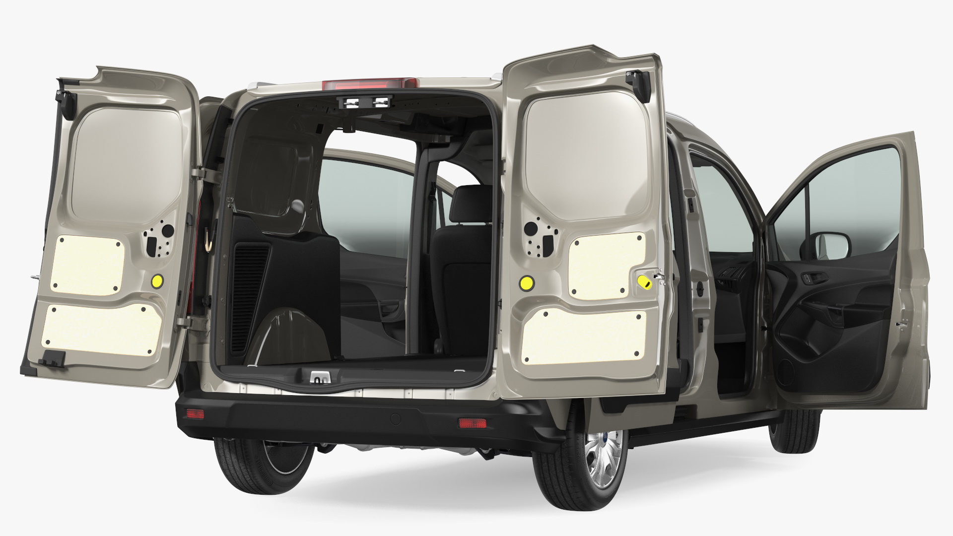 3D Ford Transit Connect Barn Doors Gray Rigged model