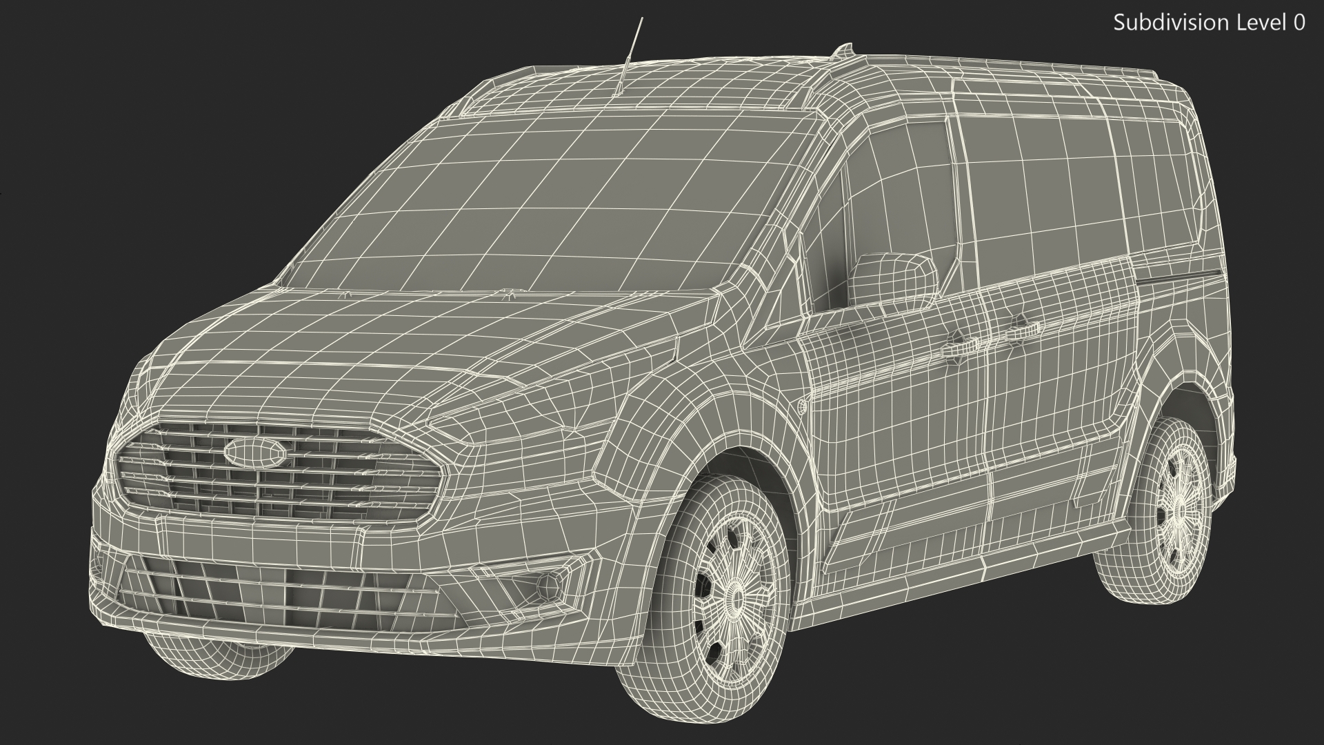 3D Ford Transit Connect Barn Doors Gray Rigged model