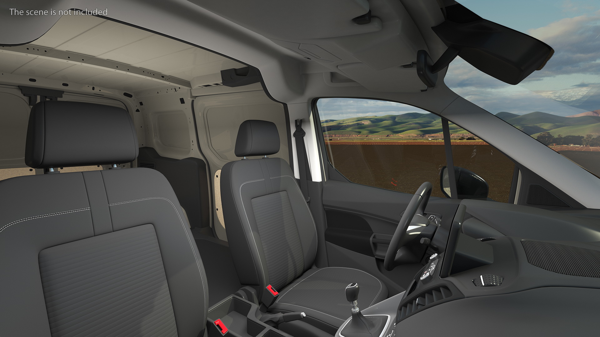 3D Ford Transit Connect Barn Doors Gray Rigged model